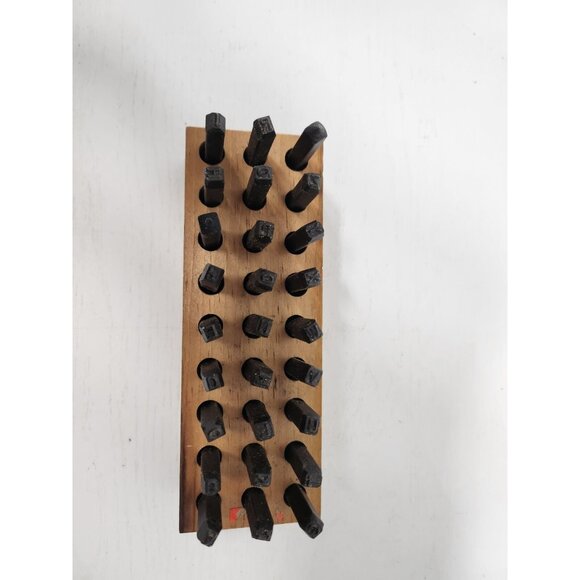 Vintage Young Bros 3/8 Steel Letter Stamp Set in Wooden Box 27 Pieces - Picture 3 of 7